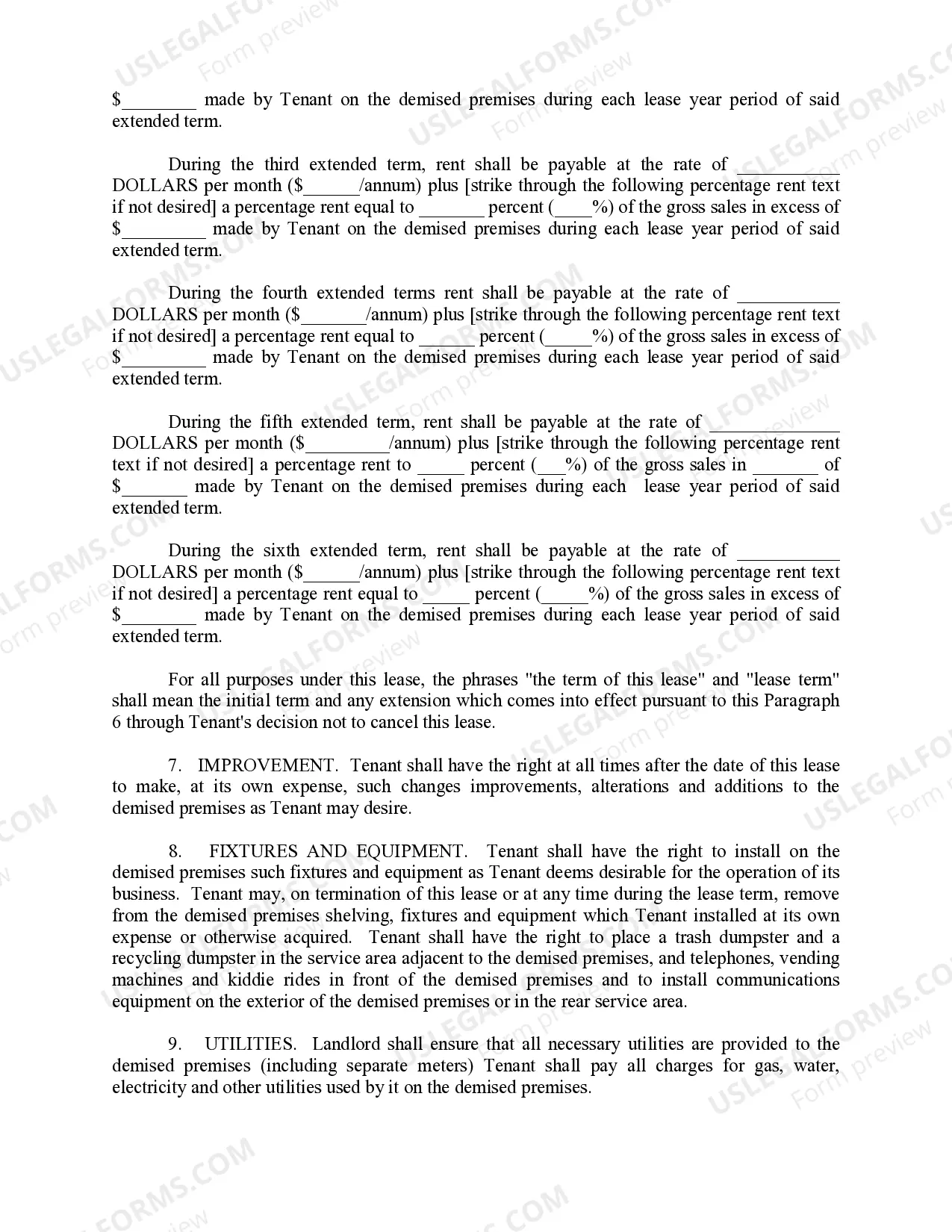 Preview Shopping Center Lease Agreement - percentage rent option