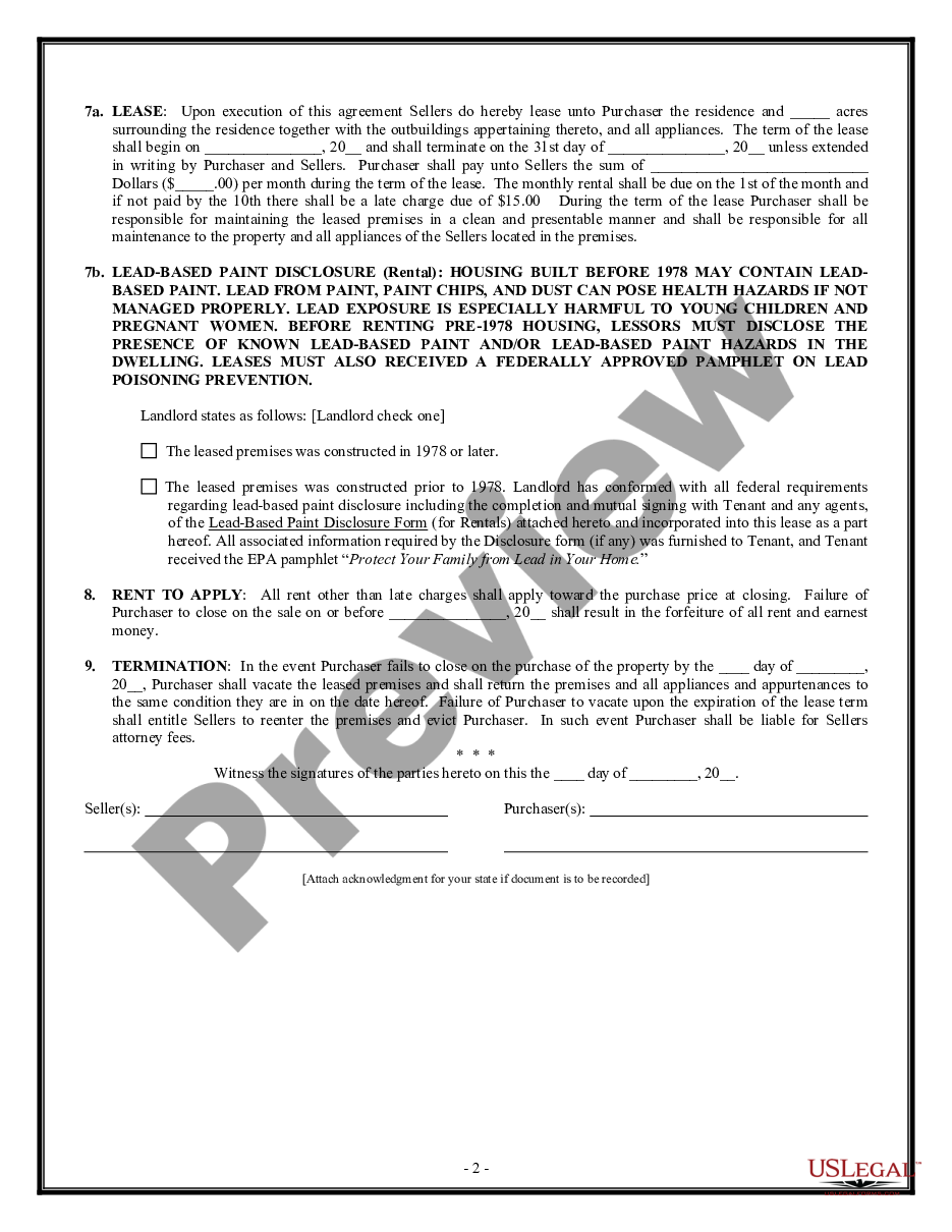 page 1 Contract for the Lease and Purchase of Real Estate - Purchase by date or leave preview