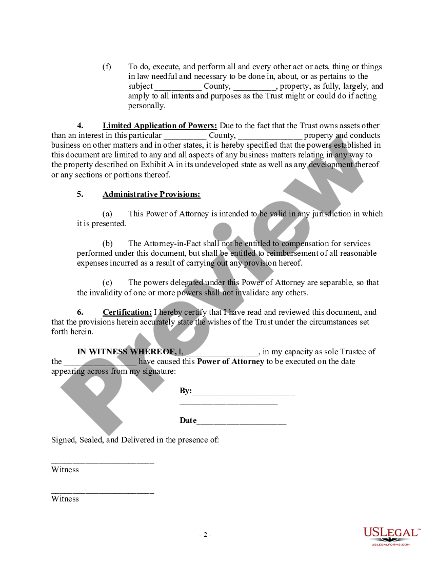 Power of Attorney by Trustee of Trust - Power Attorney Poa | US Legal Forms