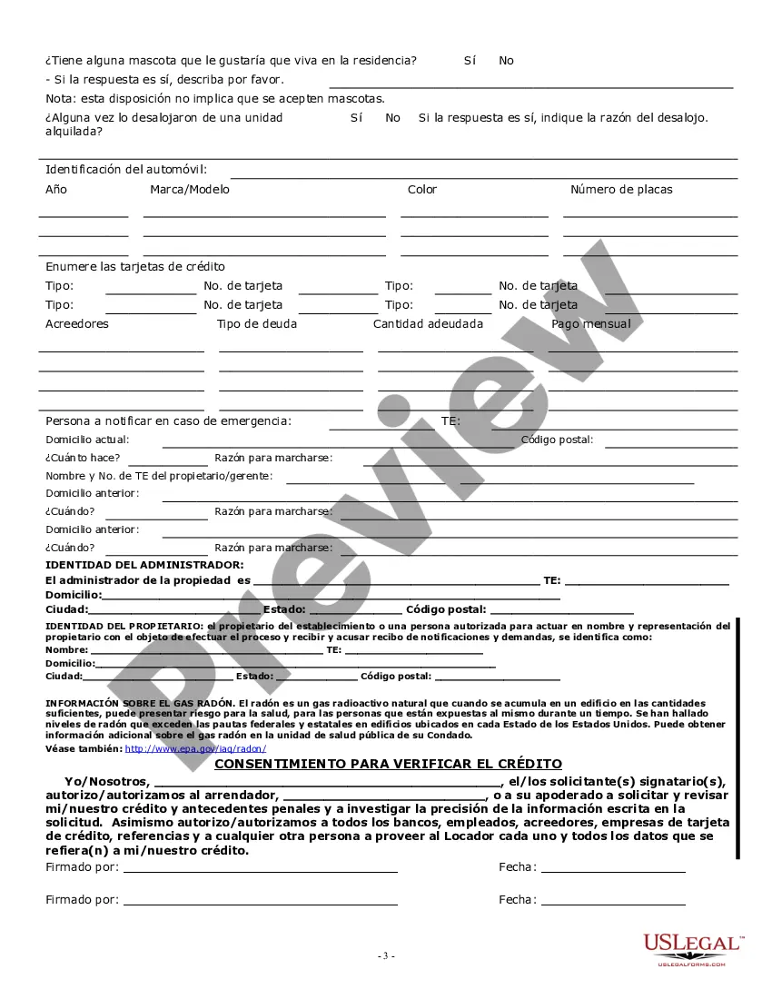 Preview Solicitud de Arrendamiento de Vivienda - Residential Lease Application