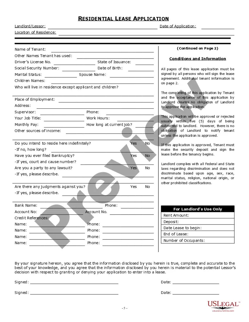 Preview Solicitud de Arrendamiento de Vivienda - Residential Lease Application