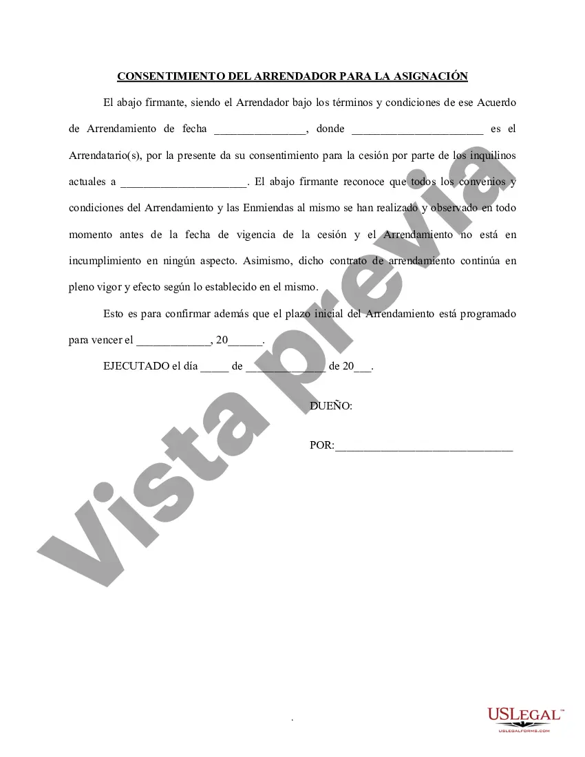 Preview Consentimiento del arrendador para la cesión del contrato de arrendamiento