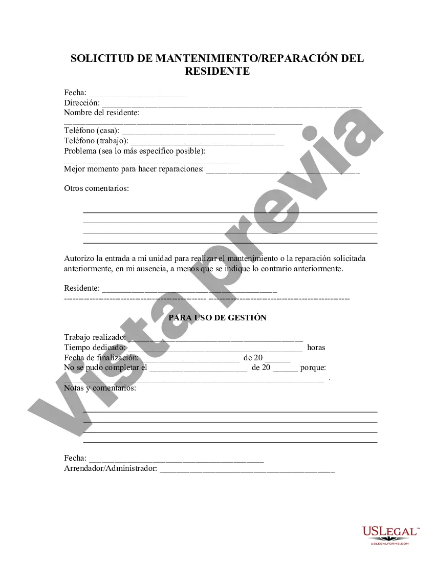 Preview Solicitud de residente arrendatario para mantenimiento o reparaciones