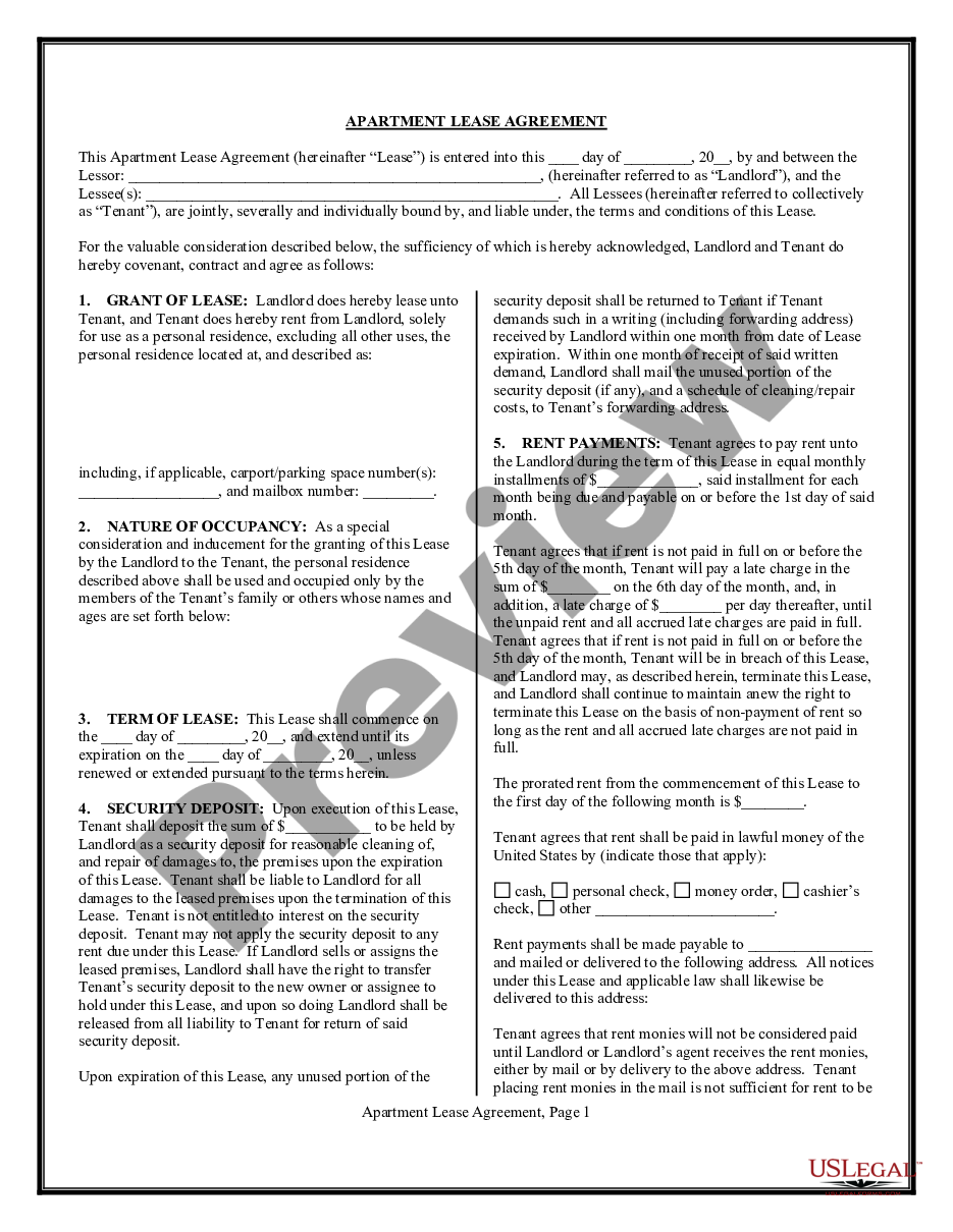 page 0 Apartment Lease Agreement preview