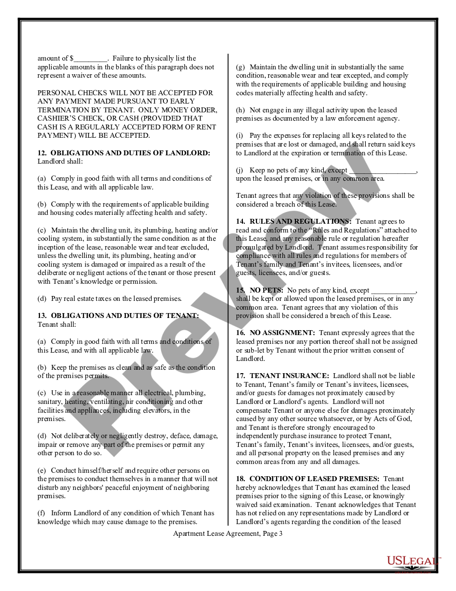 page 2 Apartment Lease Agreement preview