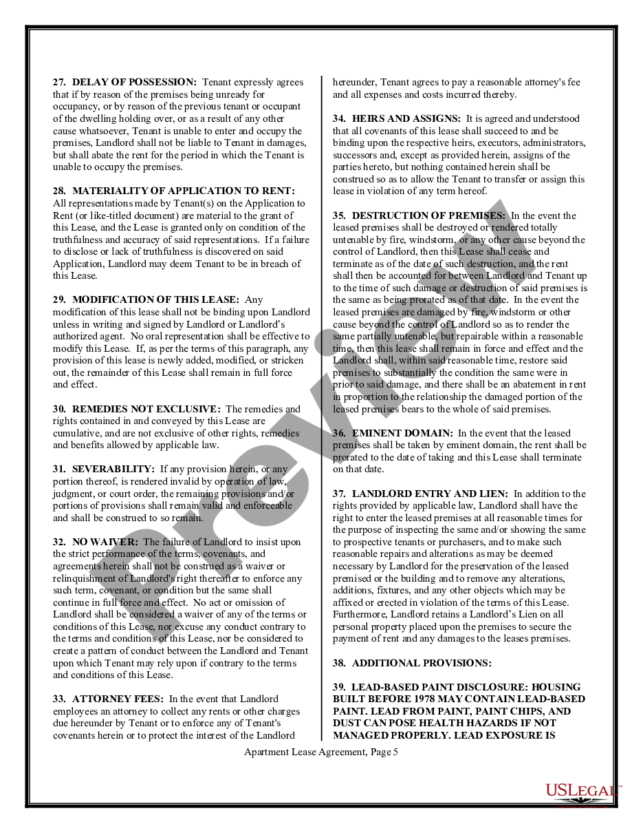 page 4 Apartment Lease Agreement preview