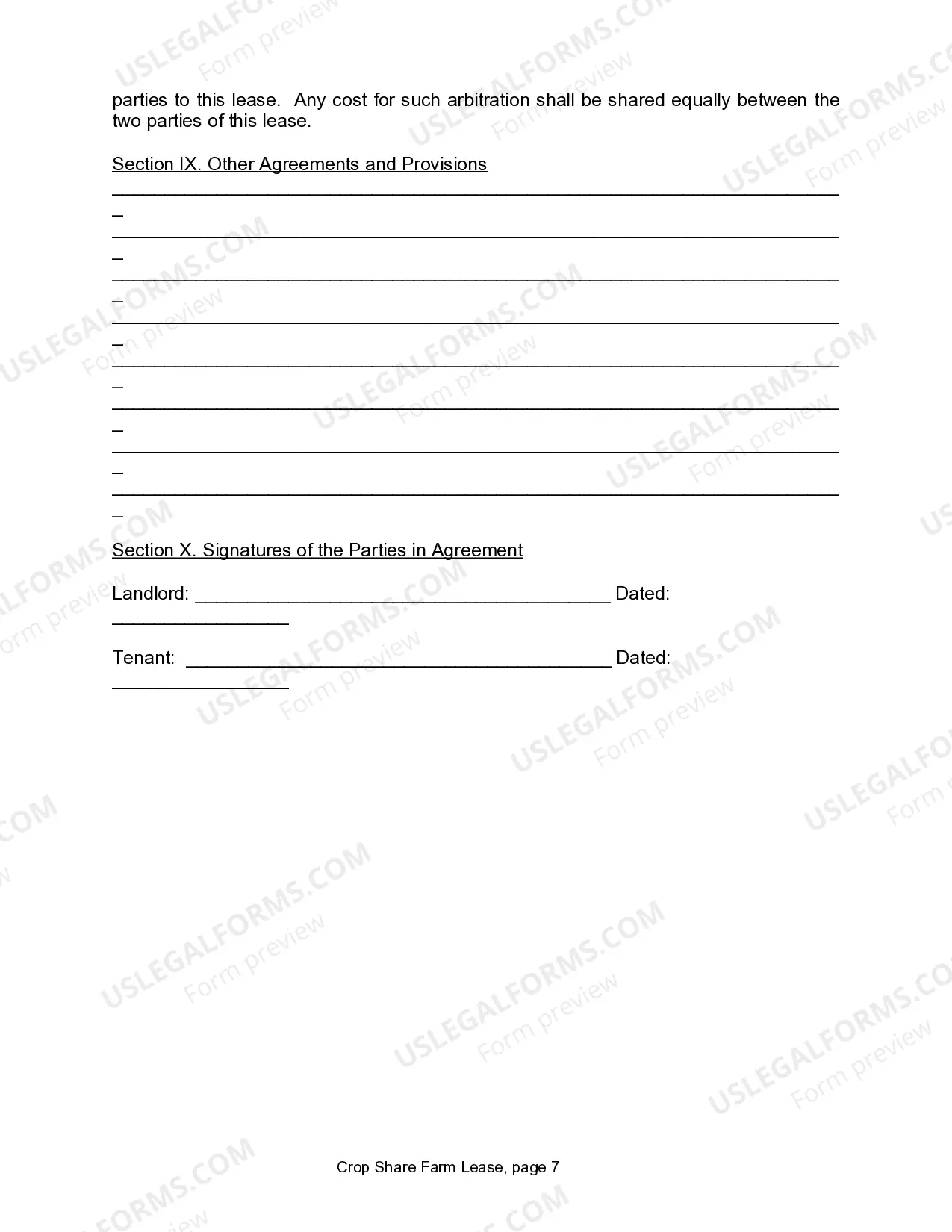 Preview Farm Lease or Rental - Crop Share