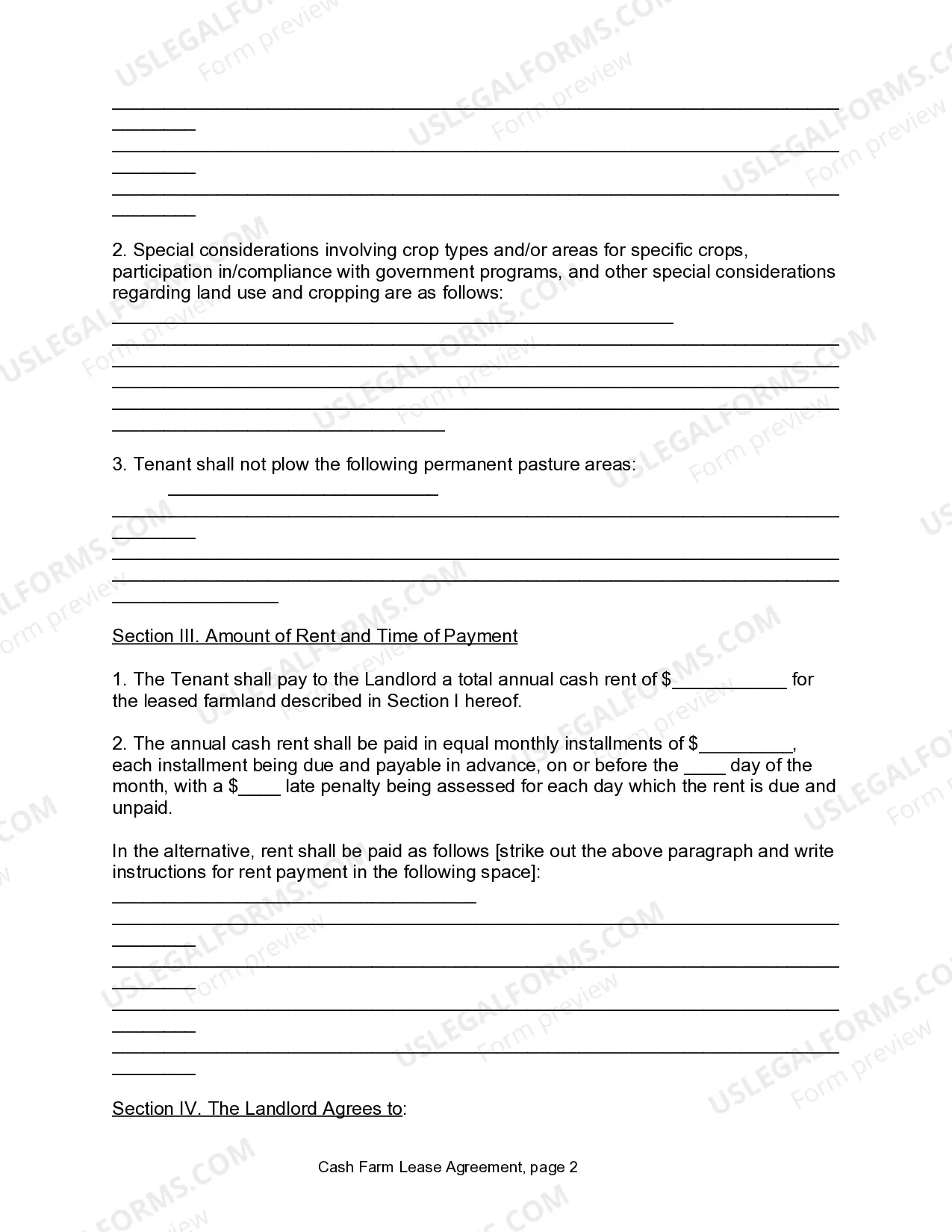 Preview Farm Lease or Rental - Cash