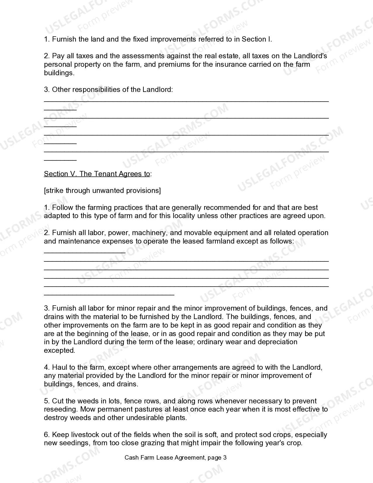 Preview Farm Lease or Rental - Cash