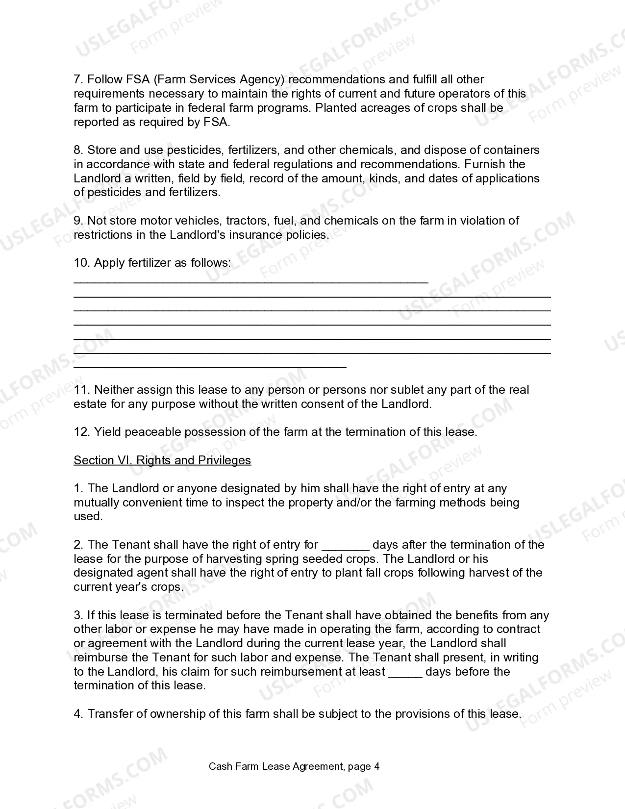 Preview Farm Lease or Rental - Cash