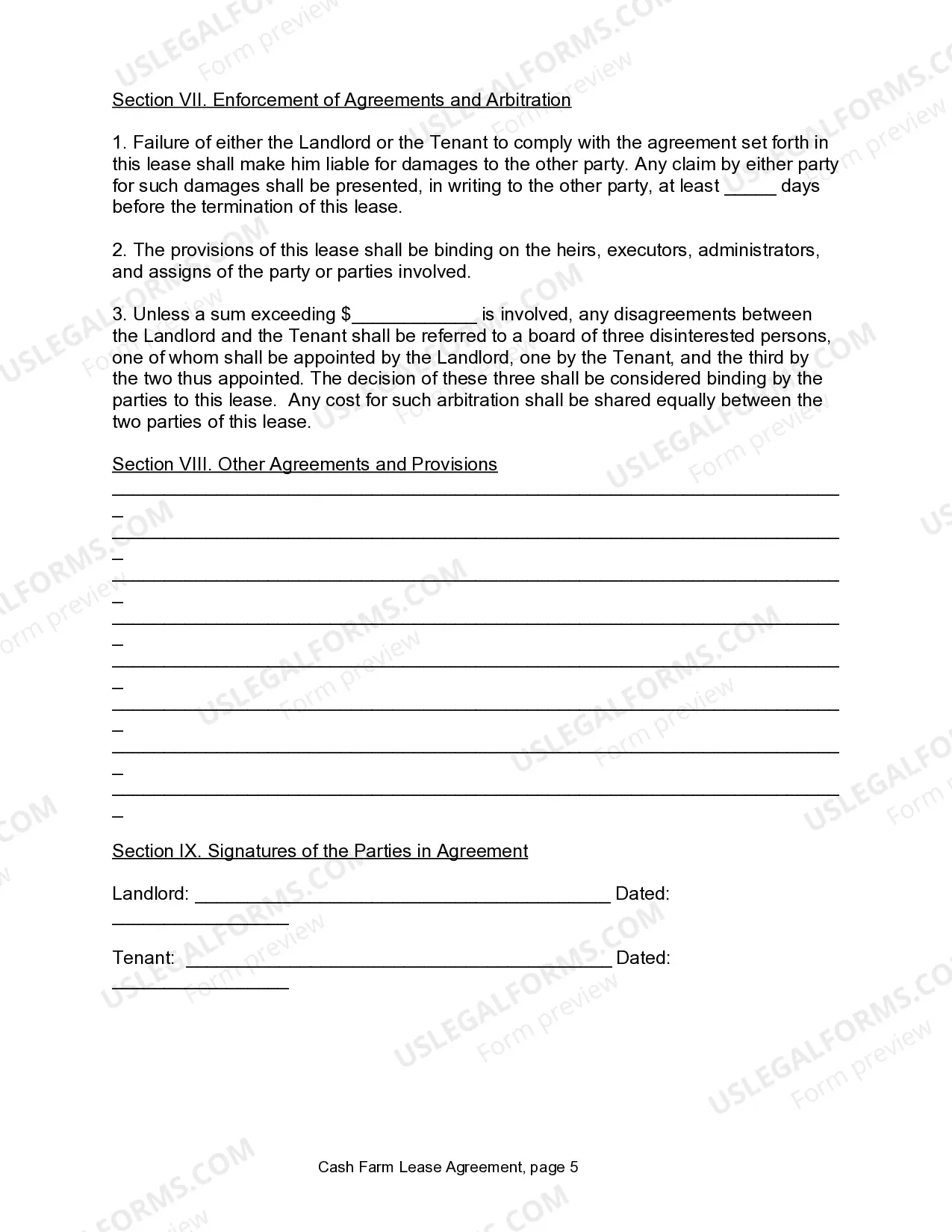 Preview Farm Lease or Rental - Cash