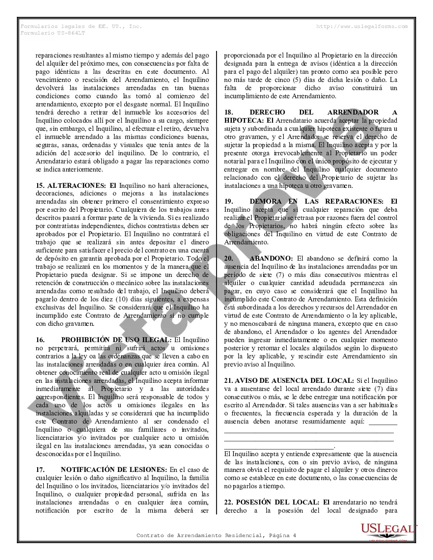 Preview Ejemplo de contrato de arrendamiento de alquiler residencial