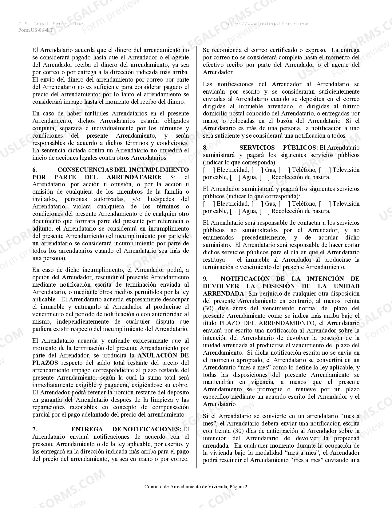 Preview Contrato de Arrendamiento de Vivienda - Residential Lease Agreement