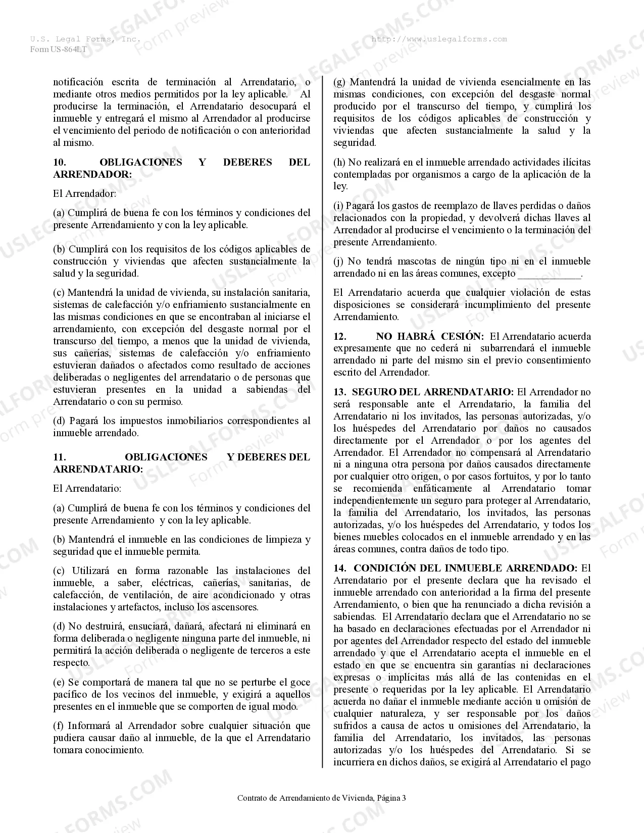 Preview Contrato de Arrendamiento de Vivienda - Residential Lease Agreement