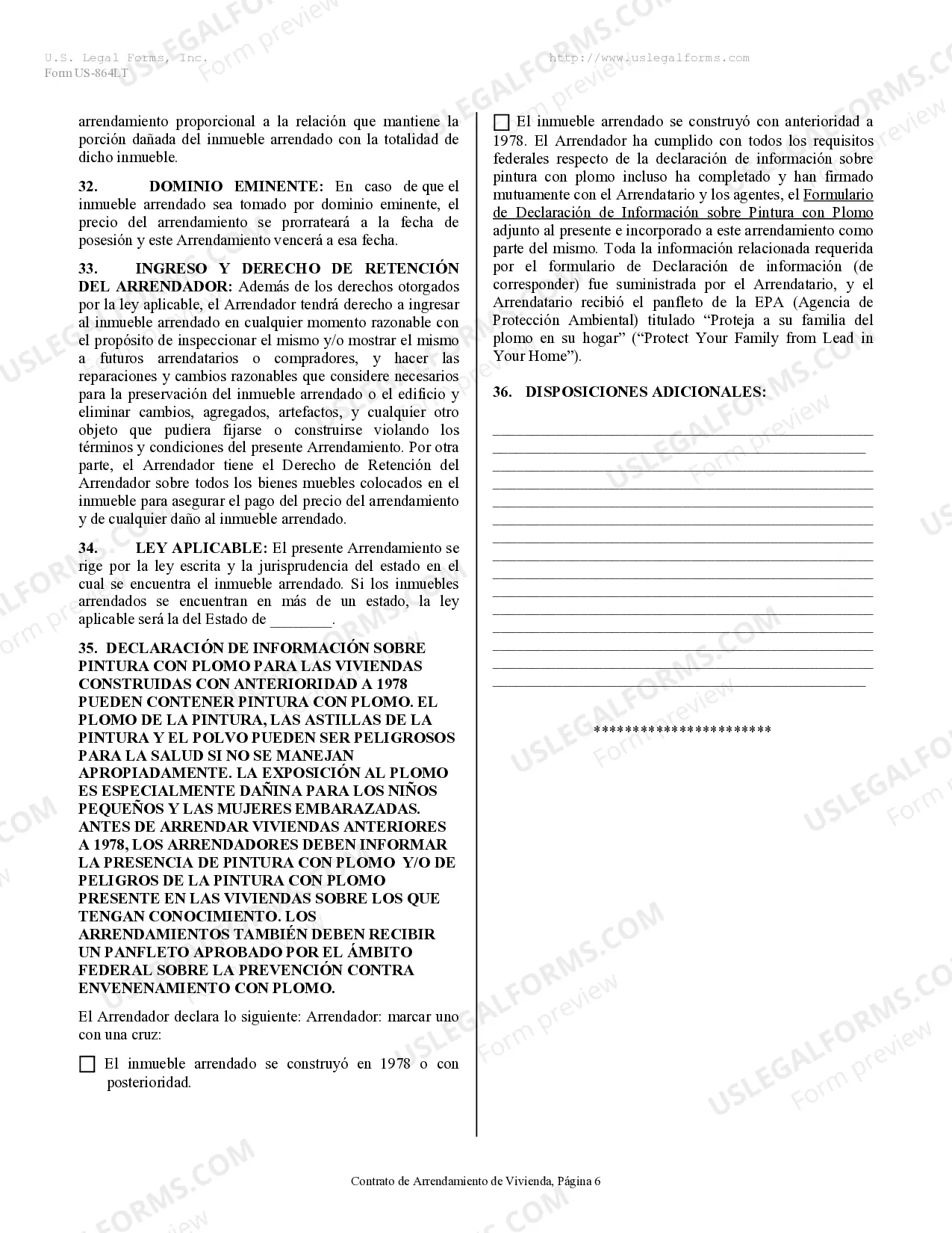 Preview Contrato de Arrendamiento de Vivienda - Residential Lease Agreement
