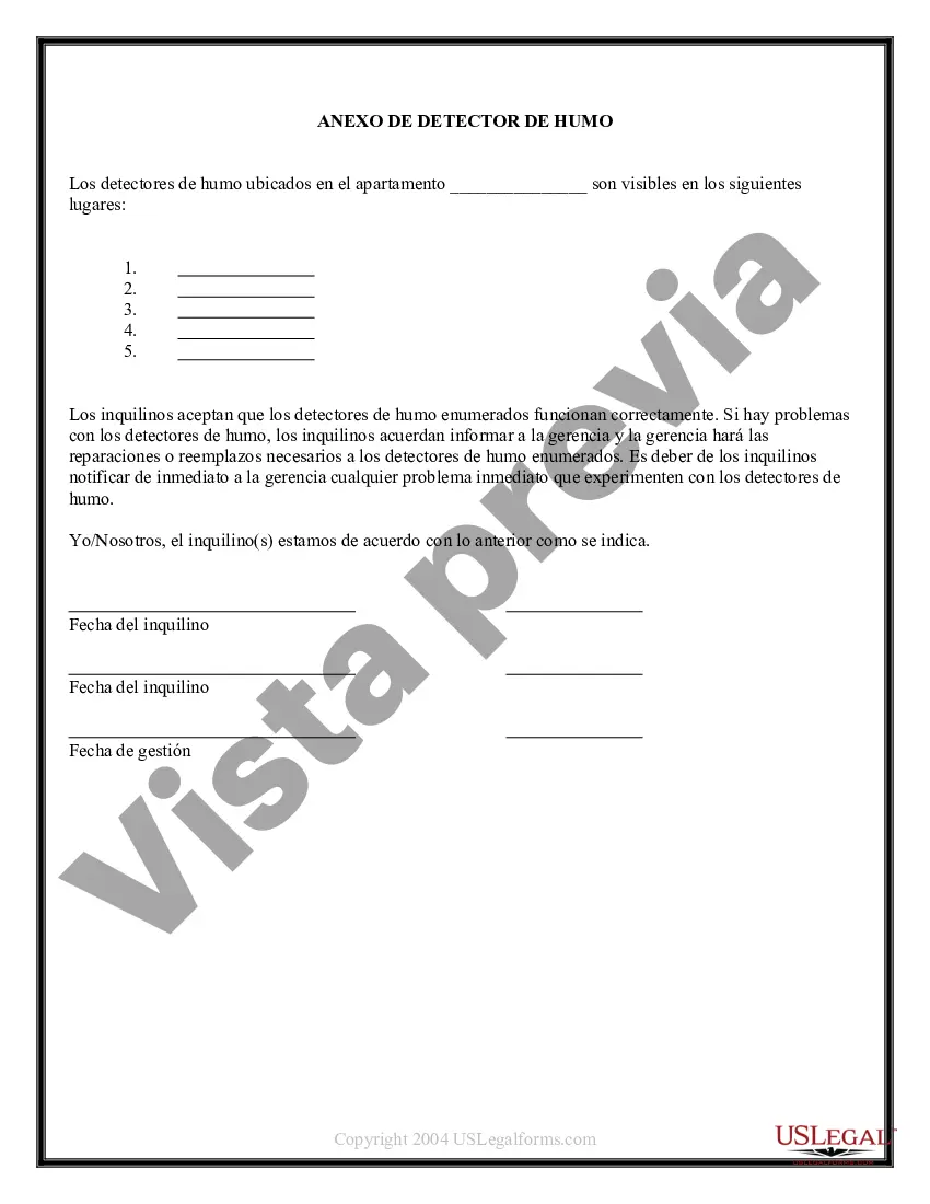 Preview Anexo al contrato de arrendamiento del apartamento con respecto al detector de humo