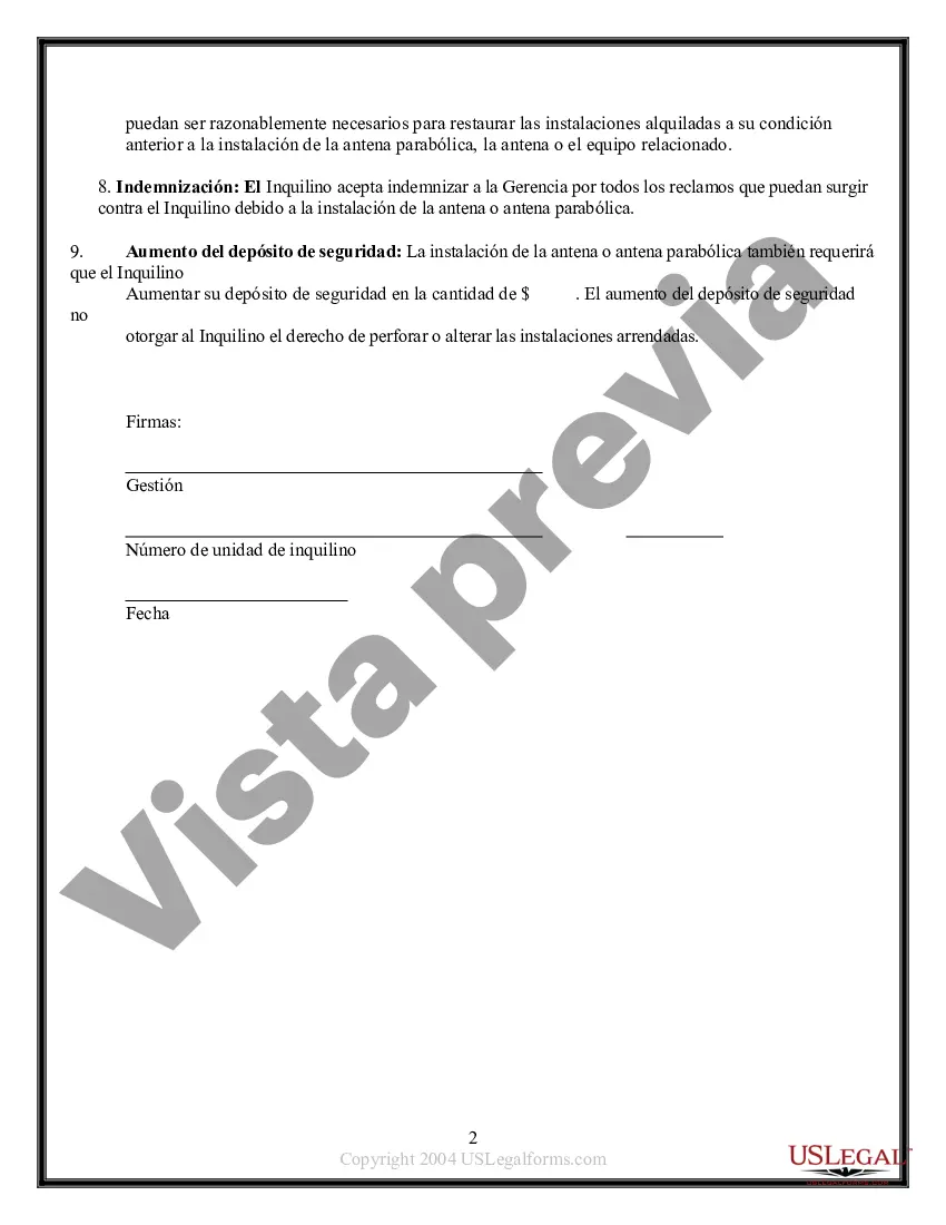 Preview Anexo al contrato de arrendamiento del apartamento con respecto al receptor satelital