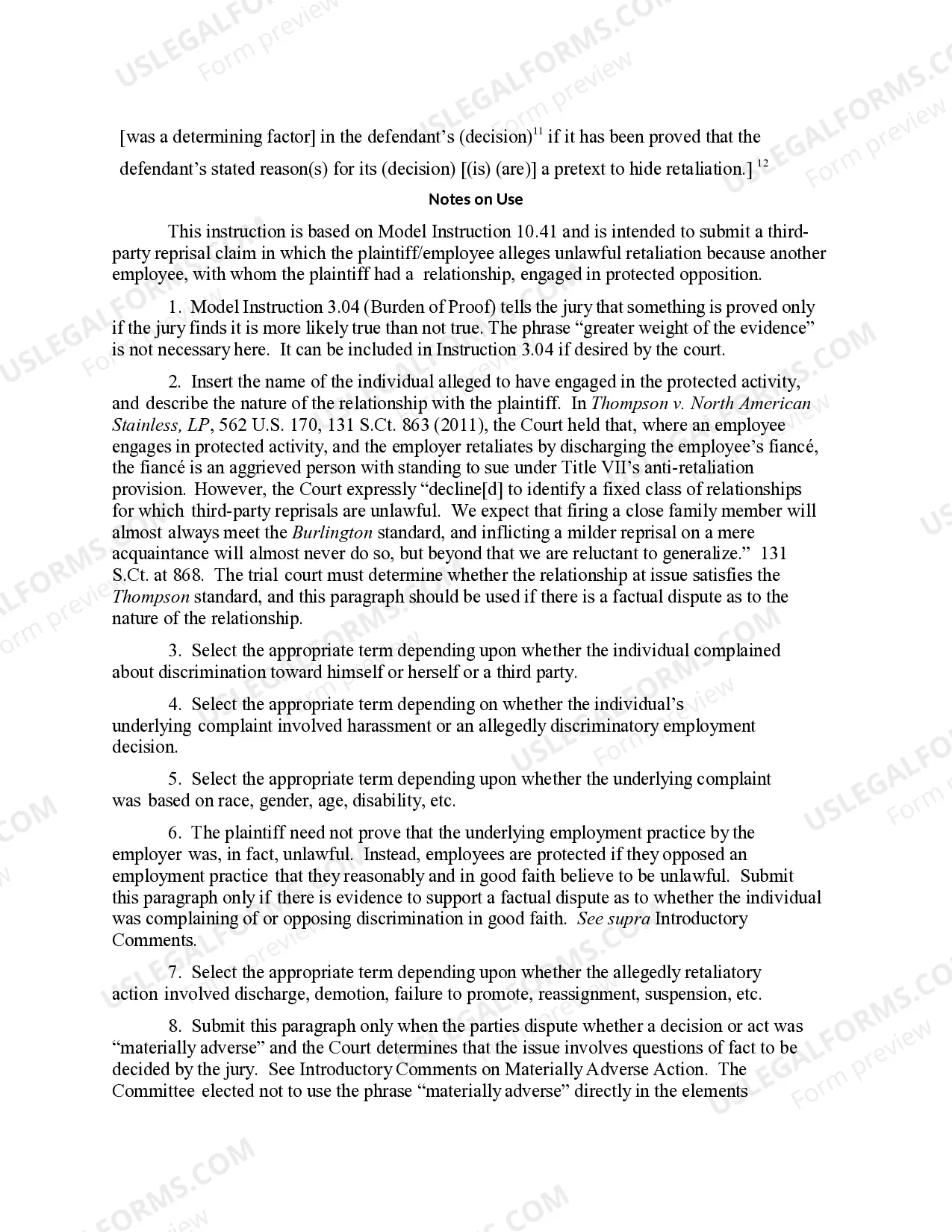 Preview 10.43 ELEMENTS OF CLAIM: RETALIATION - THIRD PARTY REPRISAL FOR OPPOSITION TO HARASSMENT OR DISCRIMINATION