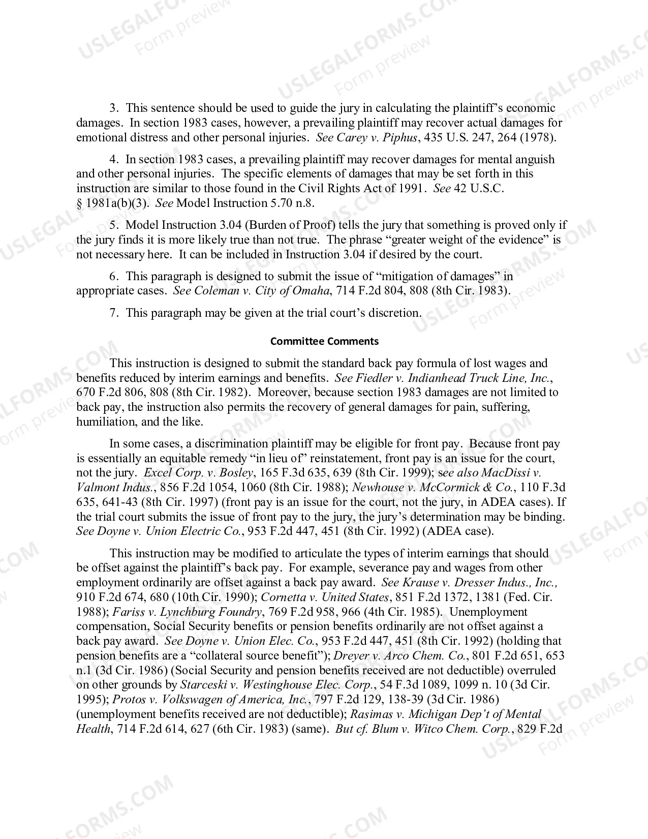 Preview 12.70 DAMAGES: ACTUAL (42 U.S.C. Civ. 1983)