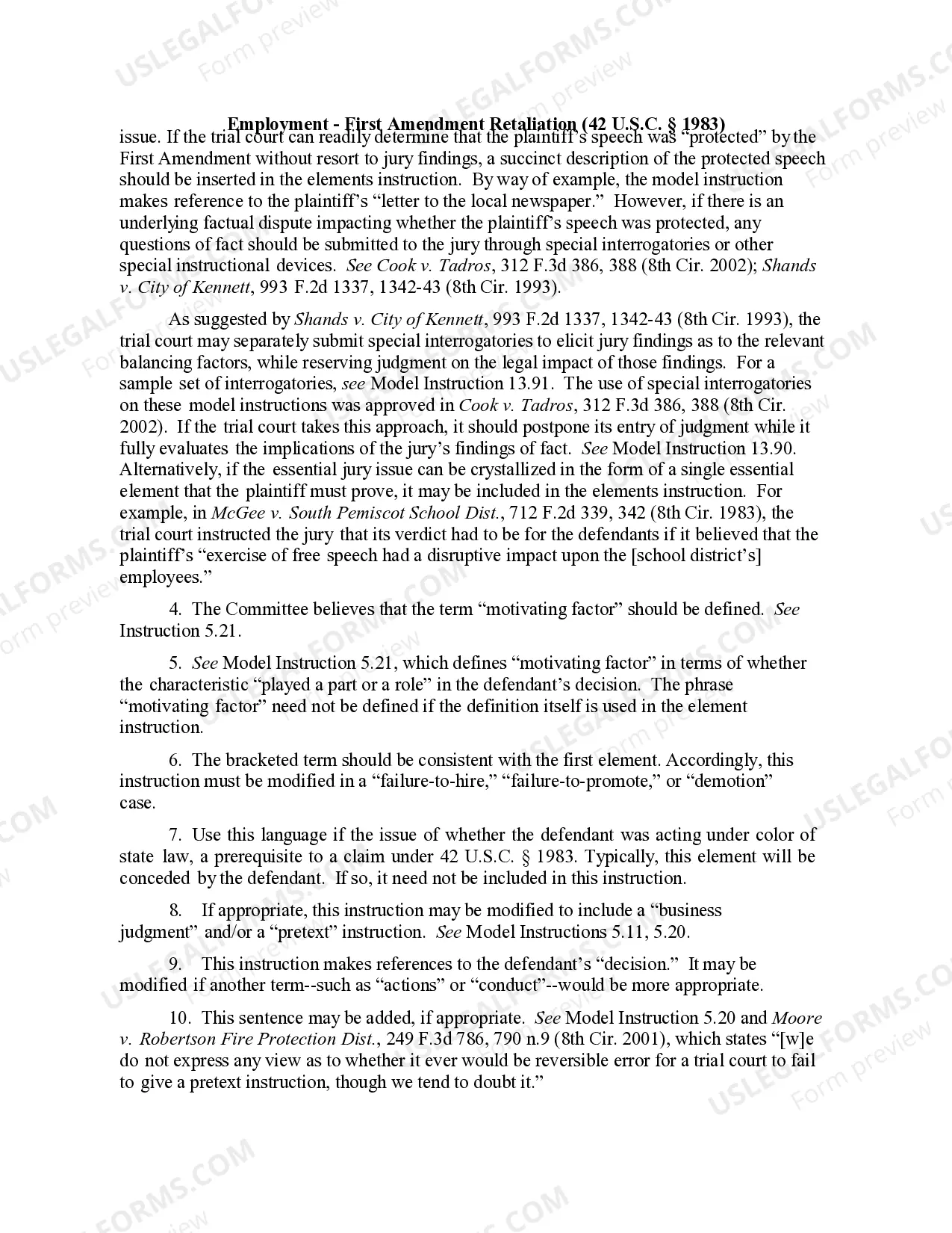 Preview 13.40 ELEMENTS OF CLAIM: FIRST AMENDMENT RETALIATION (42 U.S.C. Civ. 1983)