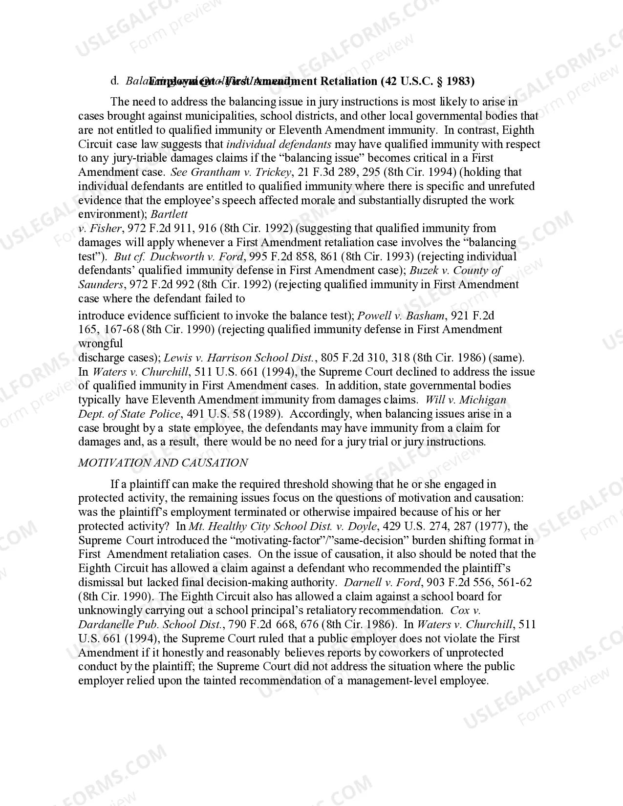 Preview 13.40 ELEMENTS OF CLAIM: FIRST AMENDMENT RETALIATION (42 U.S.C. Civ. 1983)