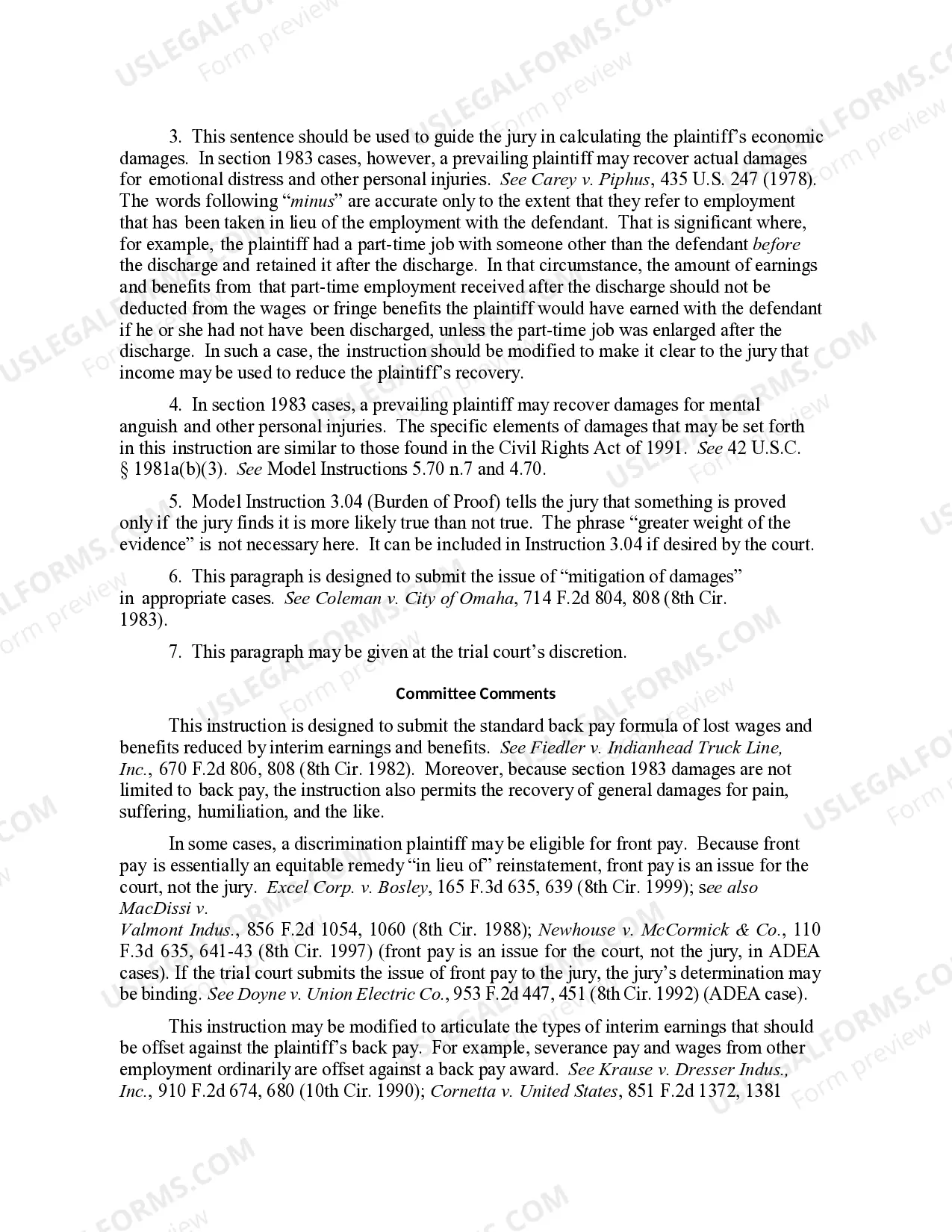 Preview 13.70 DAMAGES: ACTUAL (42 U.S.C. Civ. 1983)