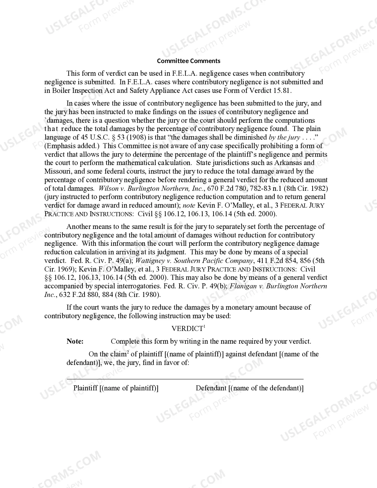 Preview 15.80 GENERAL VERDICT FORM: CONTRIBUTORY NEGLIGENCE SUBMITTED
