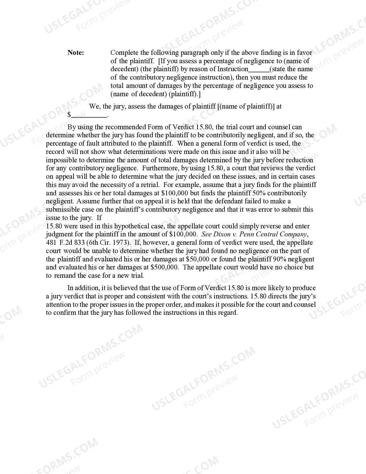 Preview 15.80 GENERAL VERDICT FORM: CONTRIBUTORY NEGLIGENCE SUBMITTED