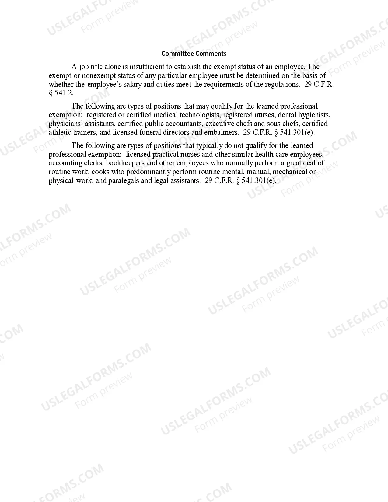 Preview 16.62 ELEMENTS OF DEFENSE: LEARNED PROFESSIONAL EXEMPTION