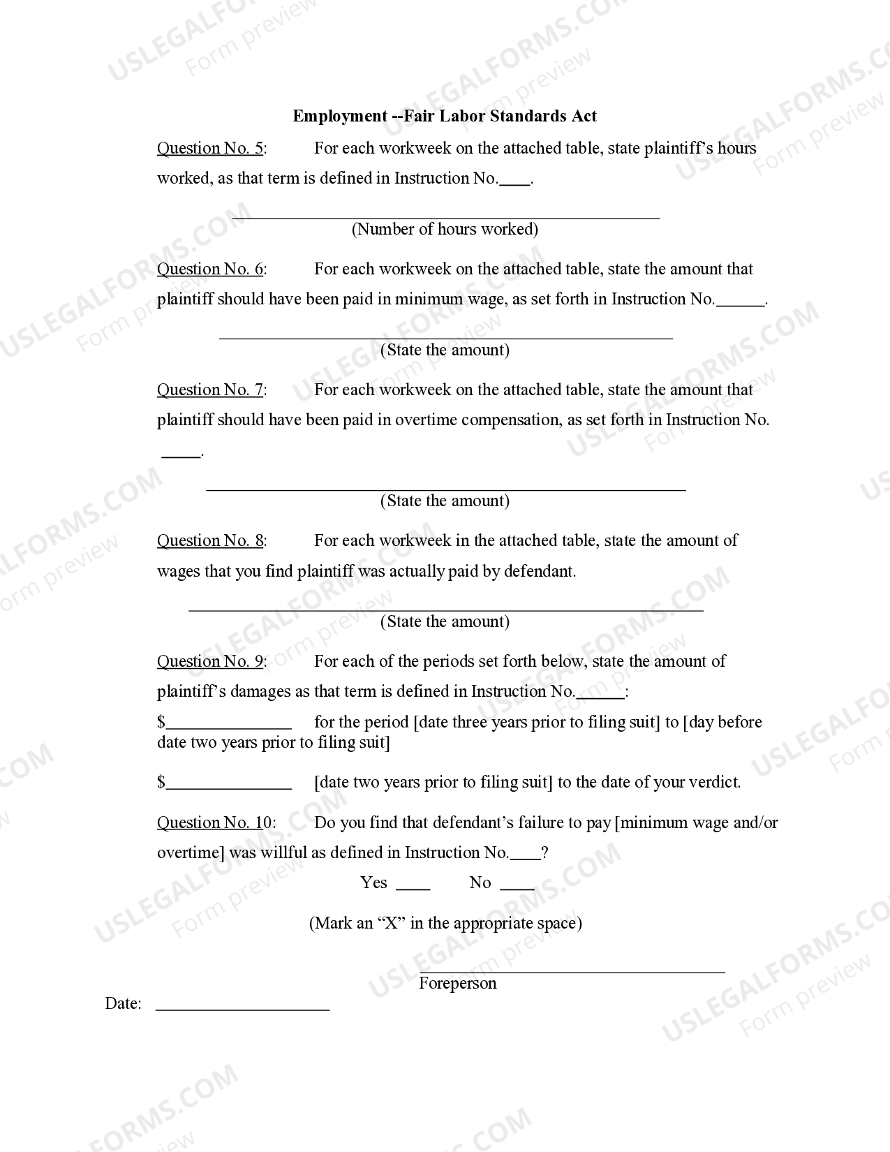 16.90 SPECIAL VERDICT FORM INTERROGATORIES (DAMAGES) US Legal Forms