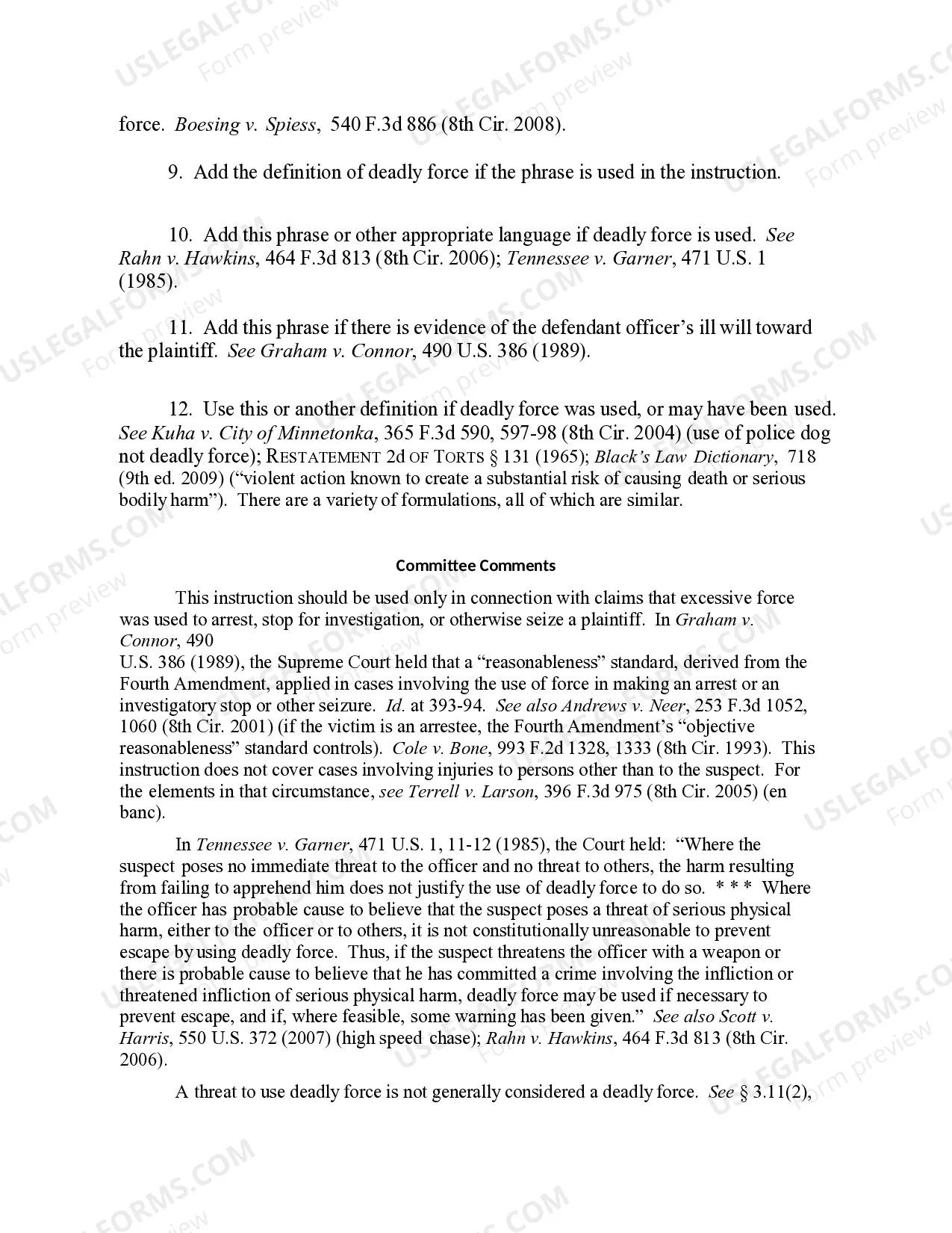 Preview 4.40 ELEMENTS OF CLAIM: EXCESSIVE USE OF FORCE - ARREST OR OTHER SEIZURE OF PERSON
