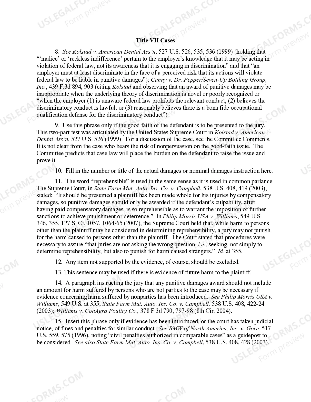 Preview 5.72 DAMAGES: PUNITIVE