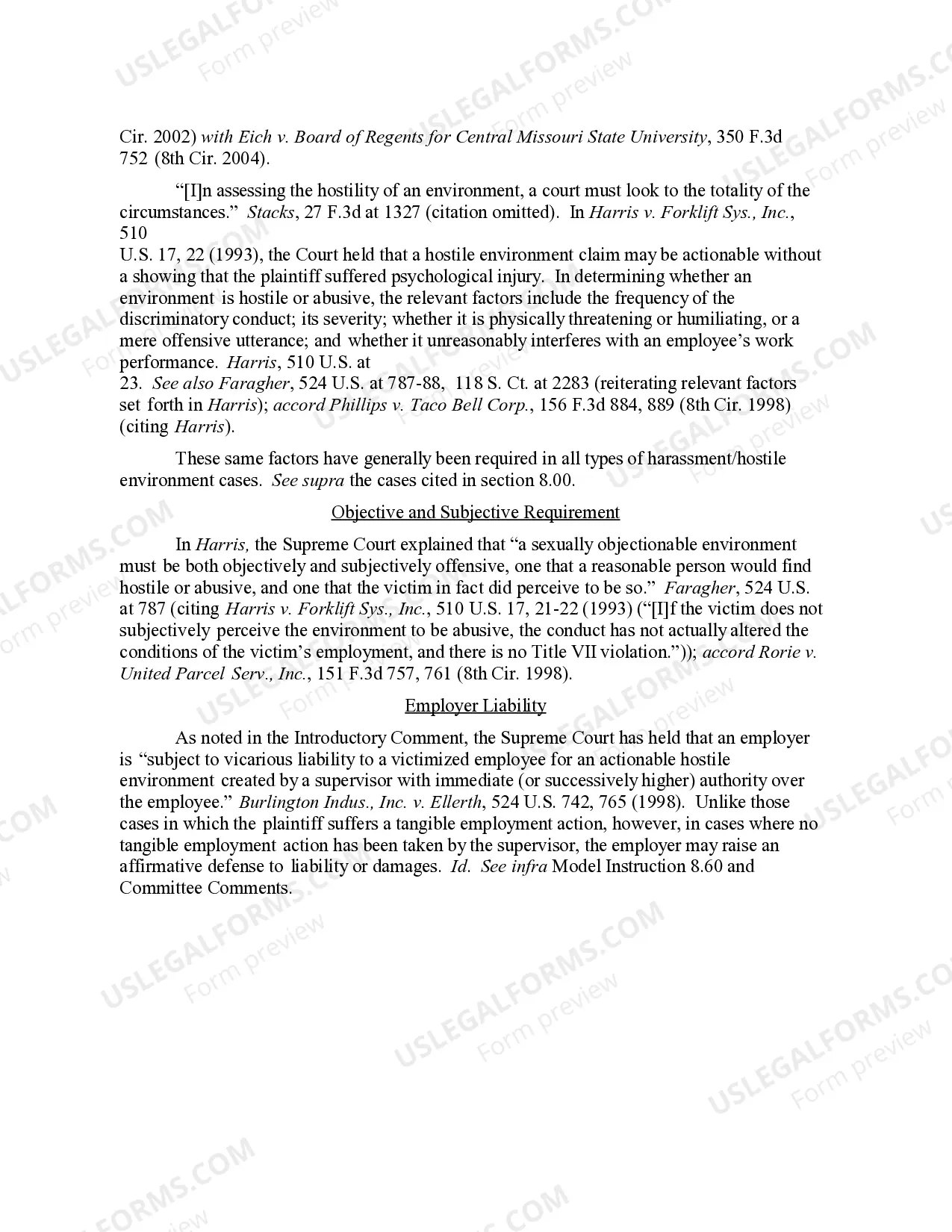 Preview 8.41 ELEMENTS OF CLAIM: HARASSMENT (By Supervisor With No Tangible Employment Action)