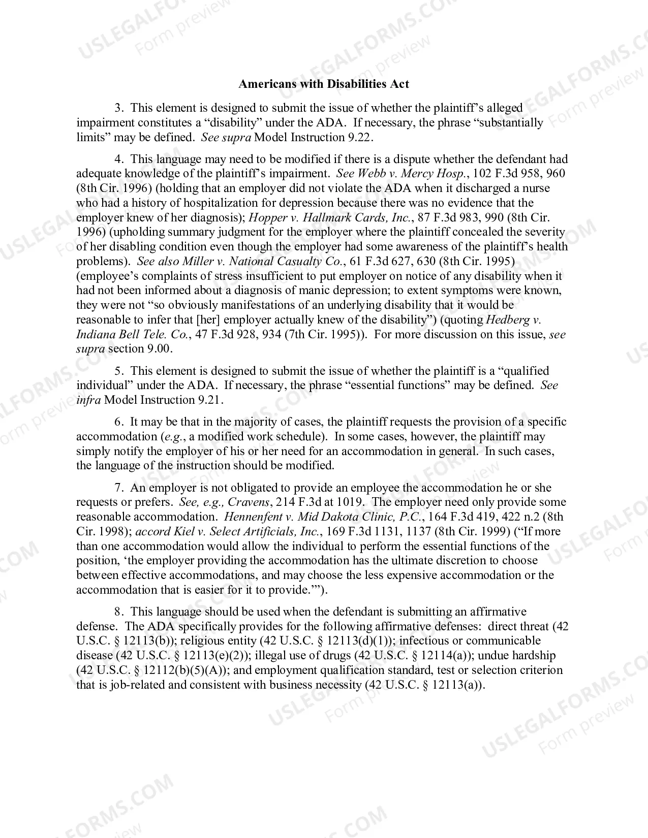 Preview 9.42 ELEMENTS OF CLAIM: REASONABLE ACCOMMODATION (Specific Accommodation Identified)