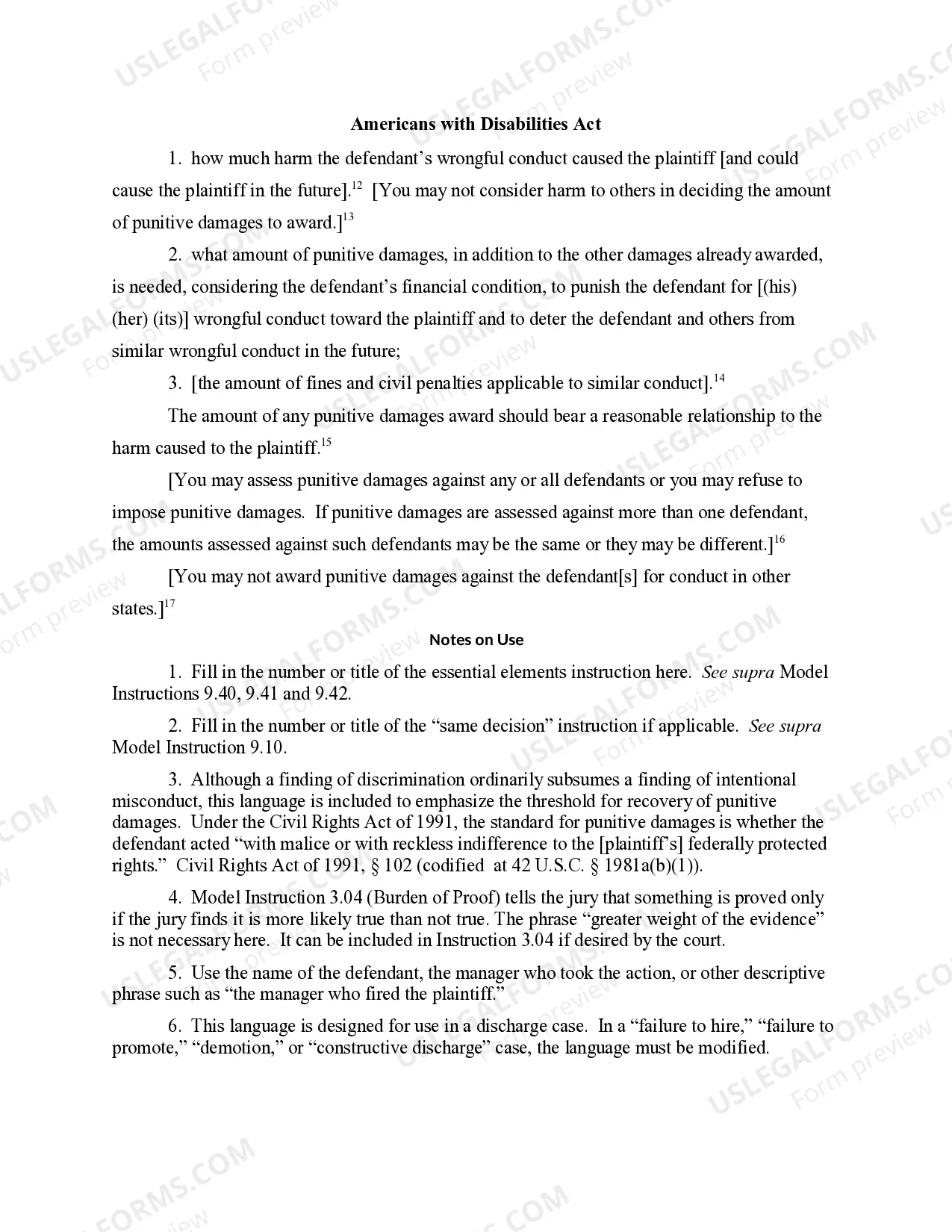 Preview 9.72 DAMAGES: PUNITIVE