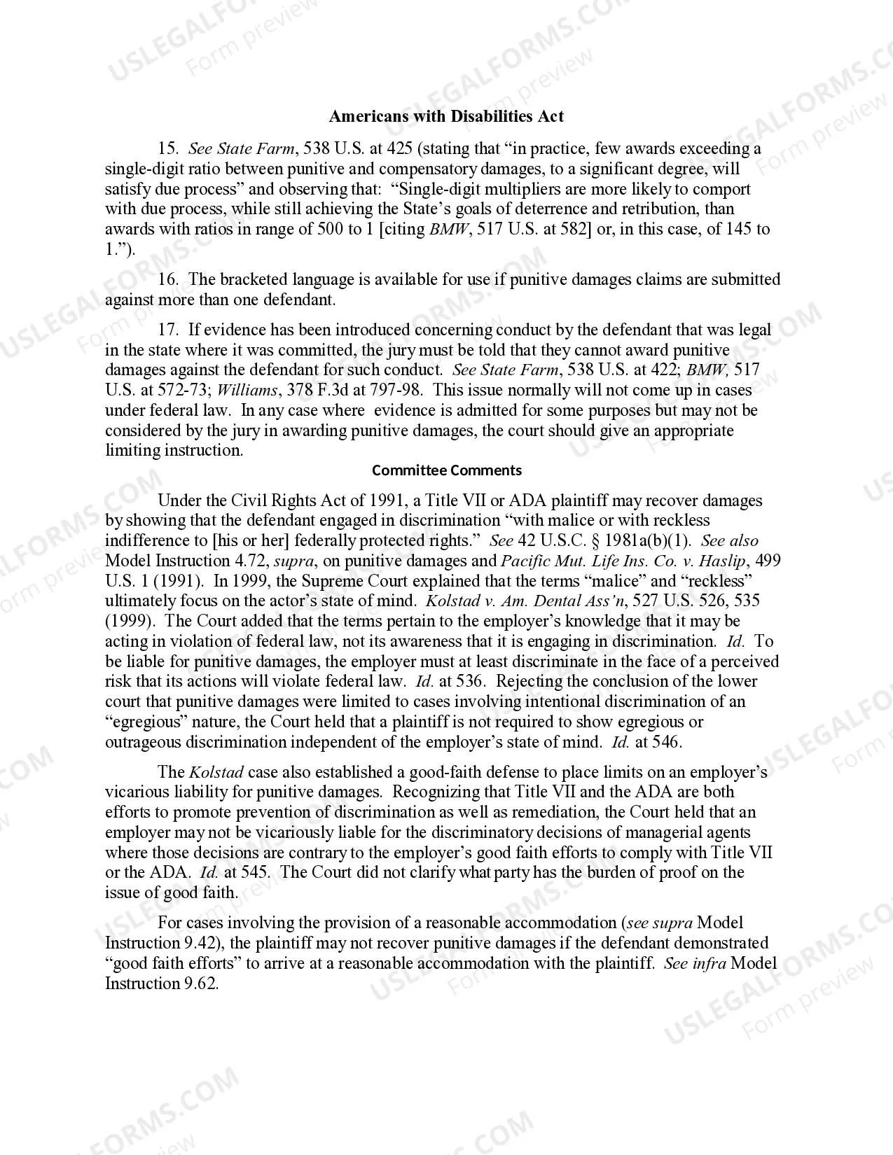 Preview 9.72 DAMAGES: PUNITIVE