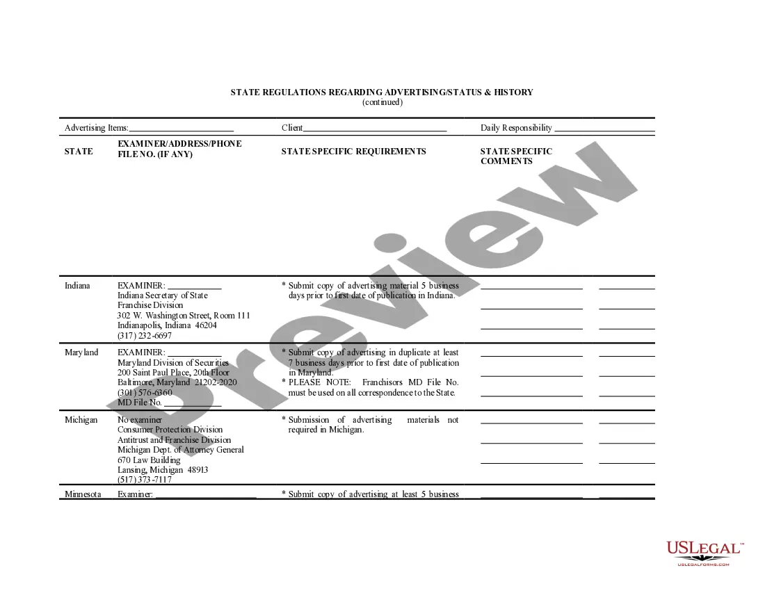 Get State Regulations Regarding Advertising - Status and History Preview State Regulations Regarding Advertising - Status and History