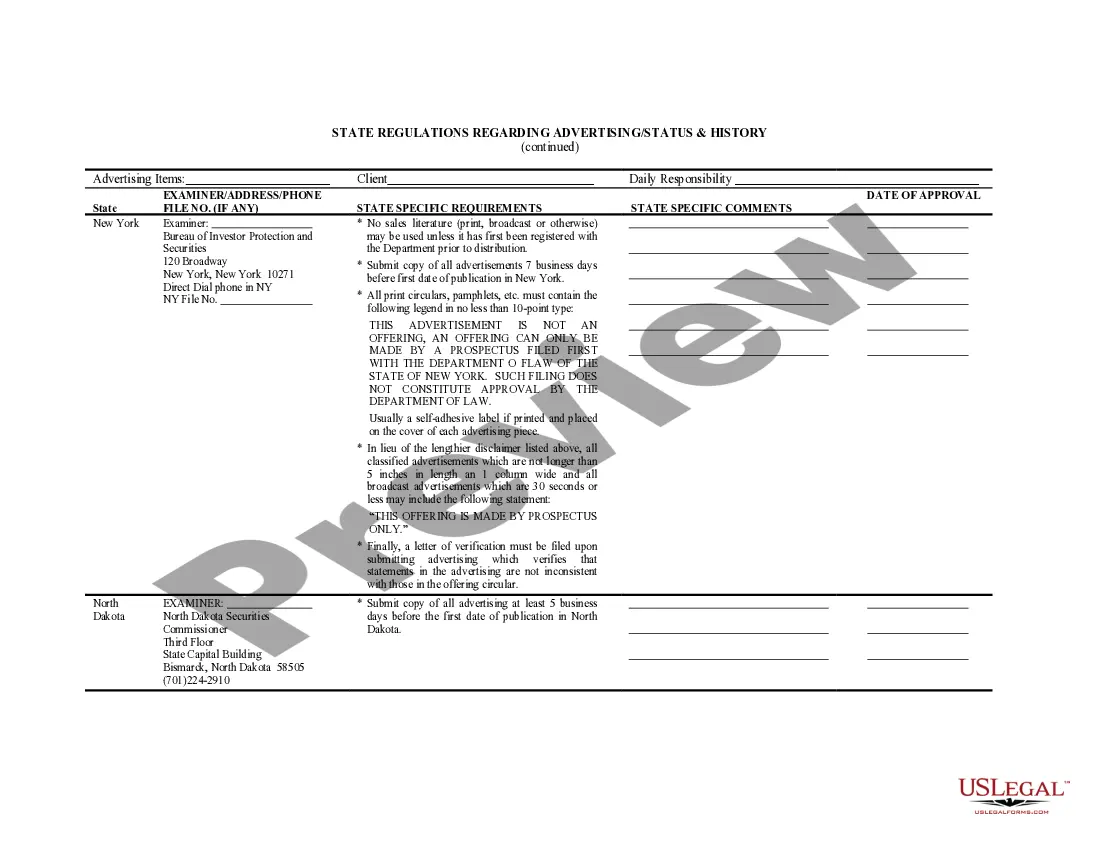 Get State Regulations Regarding Advertising - Status and History Preview State Regulations Regarding Advertising - Status and History