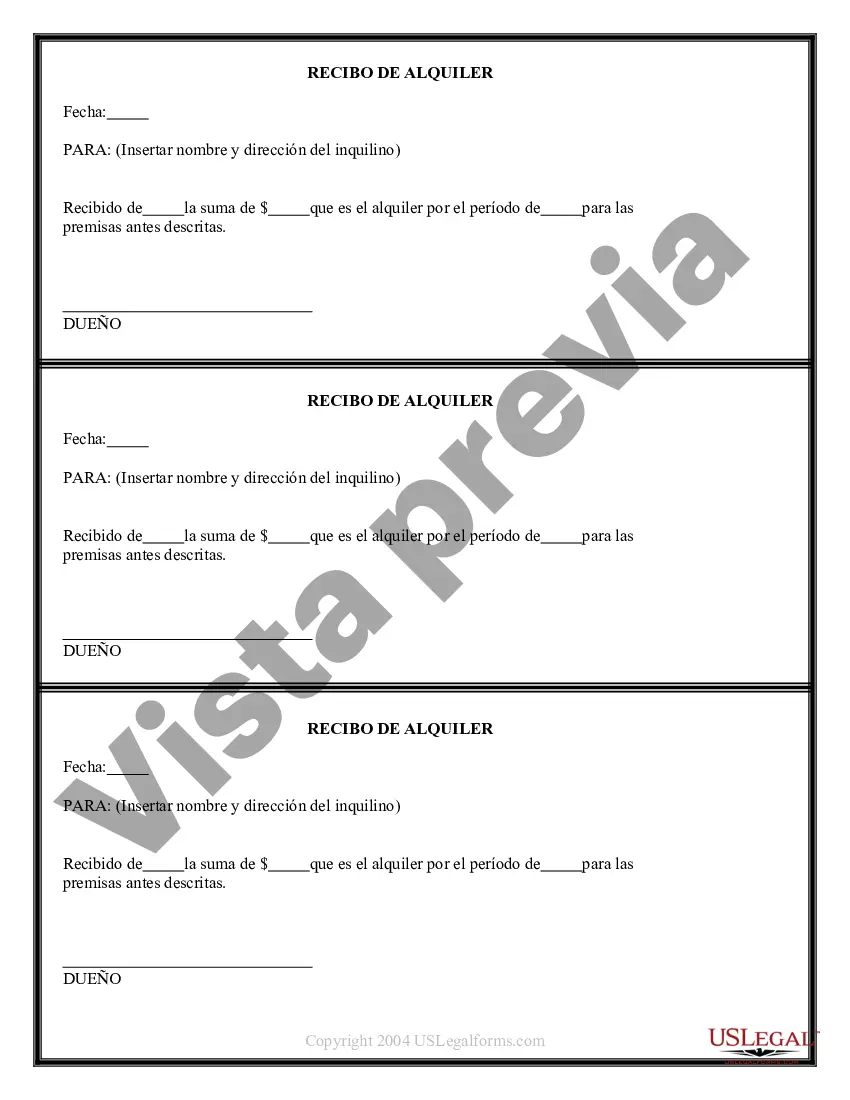 Preview Recibo de alquiler del complejo de apartamentos