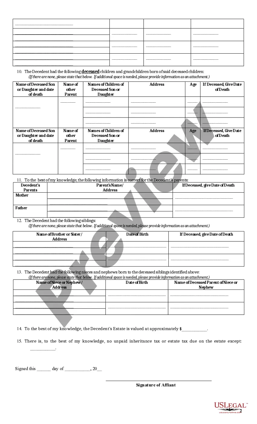 Get Affidavit of Death and Heirship Preview Affidavit of Death and Heirship