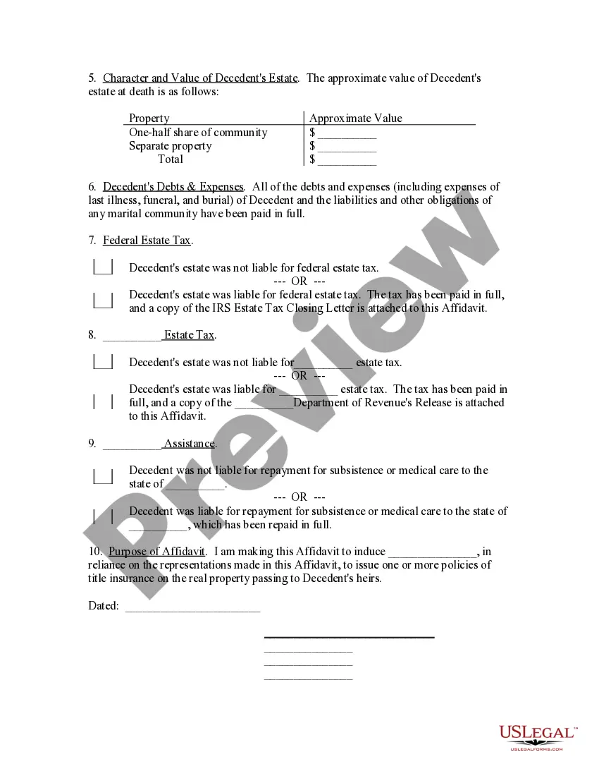 Get Lack of Probate Affidavit- Separate Property Preview Lack of Probate Affidavit- Separate Property