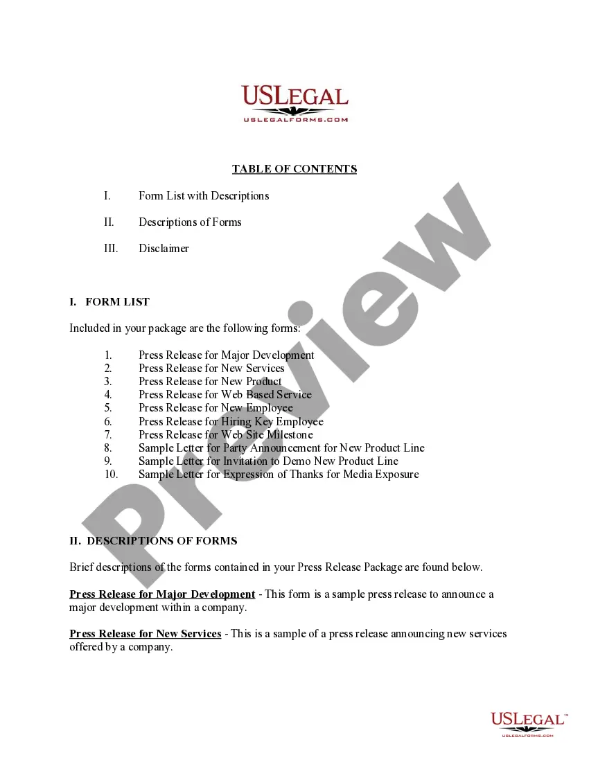 Get Press Release Package Preview Press Release Package