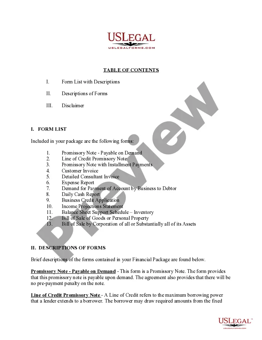 Get Financial Package Preview Financial Package