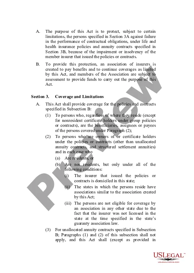 Preview Life and Health Insurance Guaranty Association Model Act