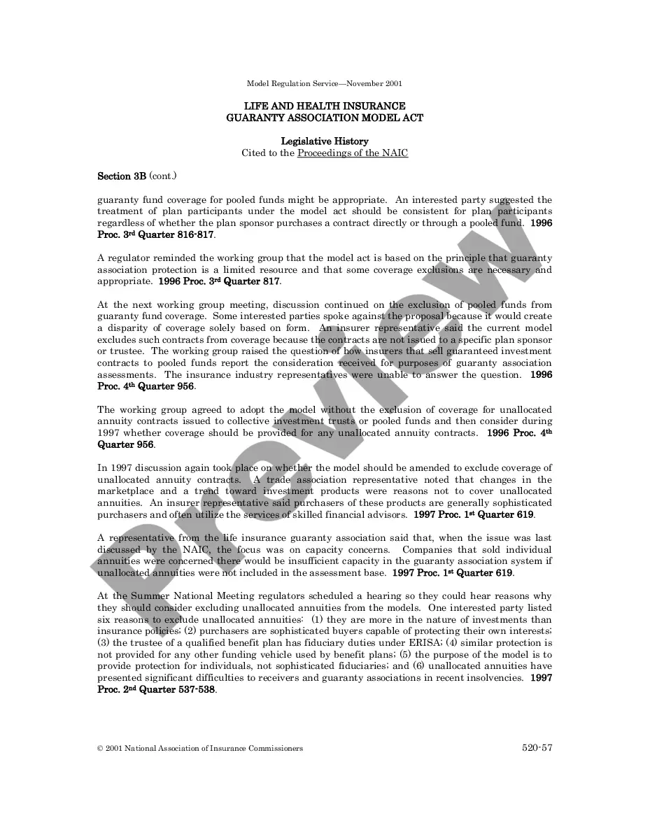 Preview Life and Health Insurance Guaranty Association Model Act Legislative History