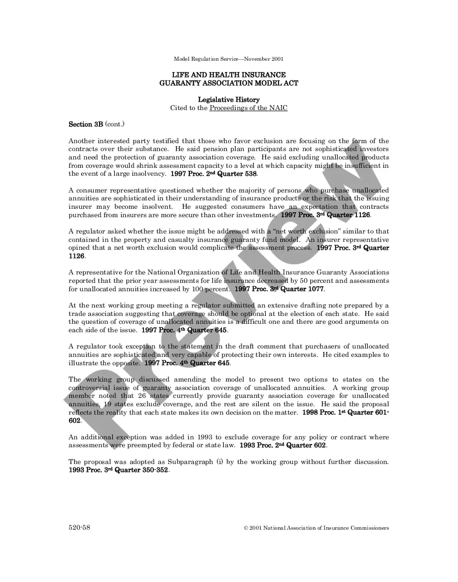 Preview Life and Health Insurance Guaranty Association Model Act Legislative History