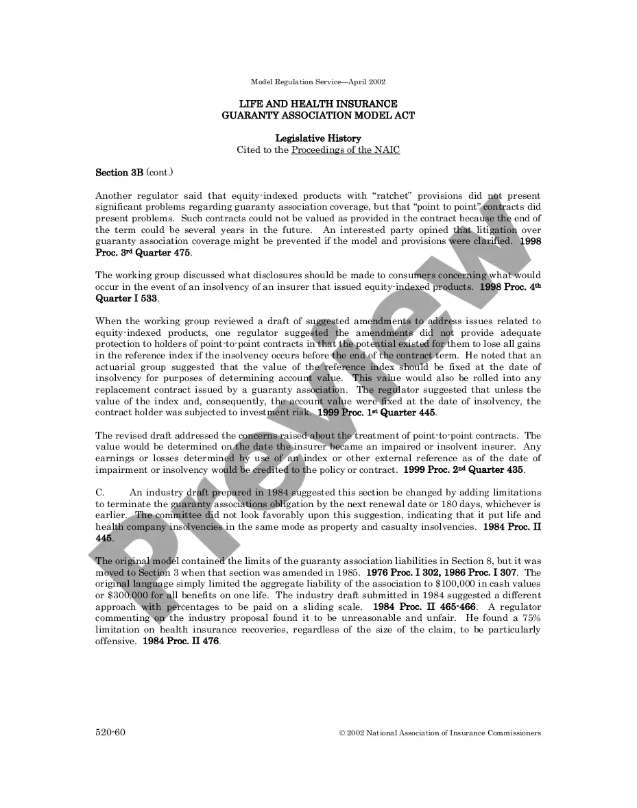 Preview Life and Health Insurance Guaranty Association Model Act Legislative History