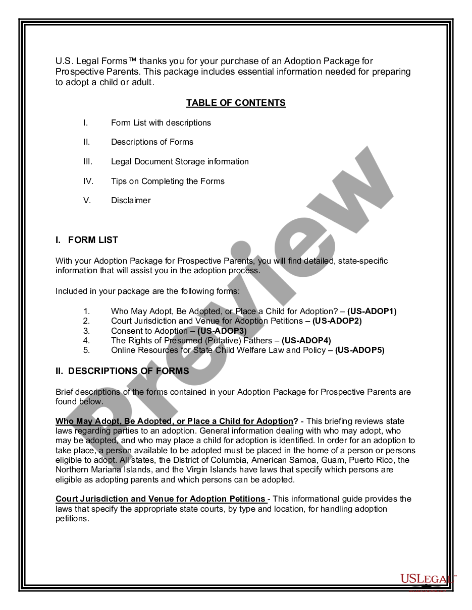 page 1 Adoption Package for Prospective Parents preview