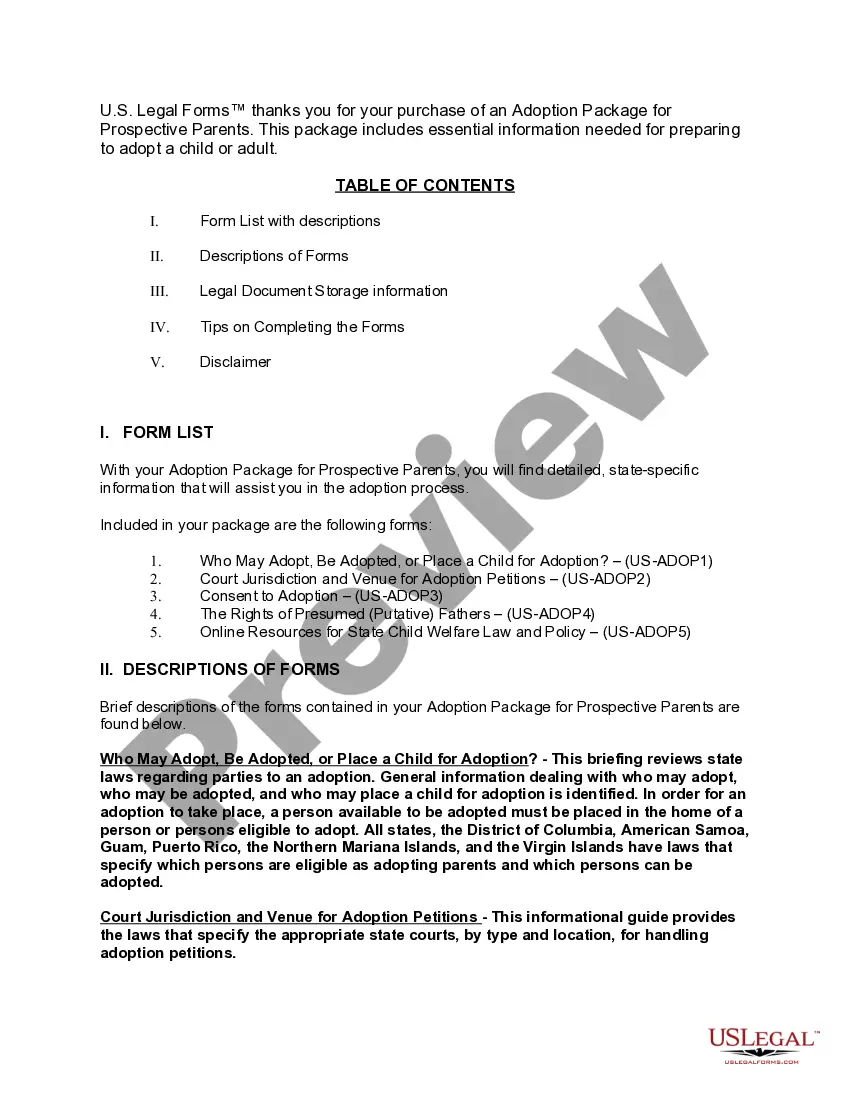 Get Adoption Package for Prospective Parents Preview Adoption Package for Prospective Parents