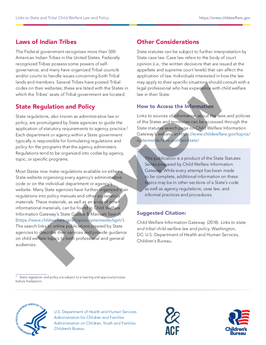 page 1 Online Resources for State Child Welfare Law and Policy preview